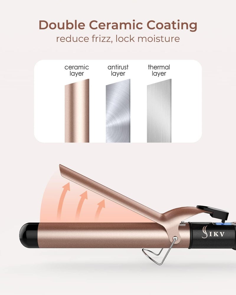 IKV 1 1/4 Inch Extra Long Barrel Curling Iron, Ceramic Tourmaline Curling Wand Professional Dual Voltage - Image 4